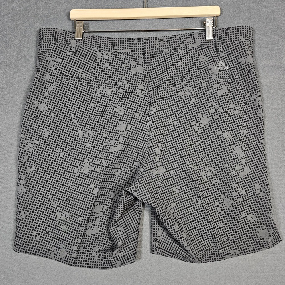 Adidas Golf Shorts Men 40 Gray Grid Print Primegreen Performance Athletic